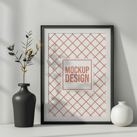 Mockup blank photo frame in modern living room psd