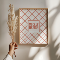 Mockup blank photo frame in modern living room psd