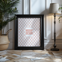 Mockup blank photo frame in modern living room psd