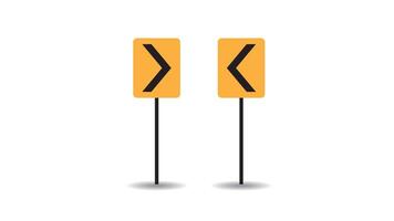 icon Curve road sign or Road signs road pointing go to left and right isolated on white background. traffic objects vector