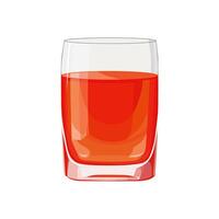 Full glass of red orange juice isolated on white background. illustration in flat style with drink. Clipart for card, banner, flyer, poster design vector