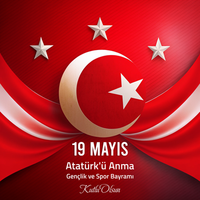 A red and white flag with a star and a crescent moon 19 mayis psd