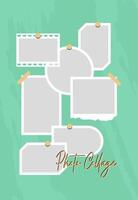 Pictures or photos frame collage. comics page grid layout abstract photo frames and digital photo wall template vector