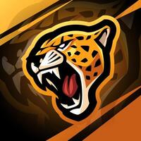 Cheetah head esport mascot logo design vector