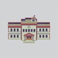 píxel Arte ilustración escuela. pixelado escuela. colegio clase edificio pixelado para el píxel Arte juego y icono para sitio web y juego. antiguo colegio retro vector