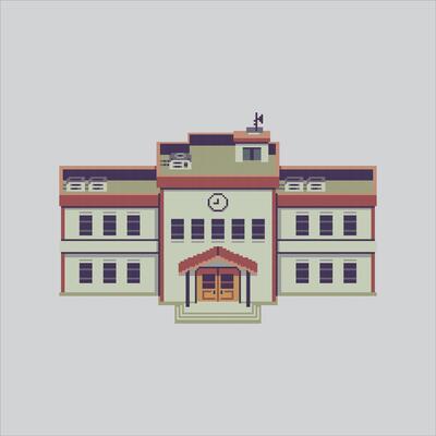 Pixel art illustration School. Pixelated School. School class Building pixelated for the pixel art game and icon for website and game. old school retro.