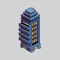 píxel Arte ilustración rascacielos. pixelado edificio. rascacielos ciudad edificio pixelado para el píxel Arte juego y icono para sitio web y juego. antiguo colegio retro vector