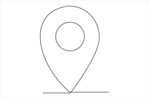 Continuous one line google map point and location outline art illustration vector