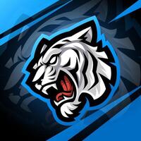 White tiger head esport mascot logo design vector
