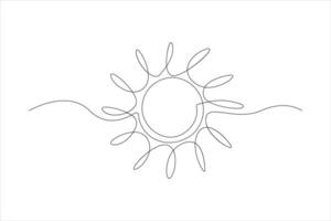 continuous one line drawing sun art Summer sun contour line sign line art illustration vector