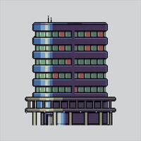 píxel Arte ilustración rascacielos. pixelado edificio. rascacielos ciudad edificio pixelado para el píxel Arte juego y icono para sitio web y juego. antiguo colegio retro vector