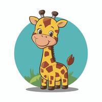 Cute Giraffe Animal isolated flat illustration white background vector