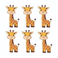 Cute Giraffe Animal isolated flat illustration white background vector