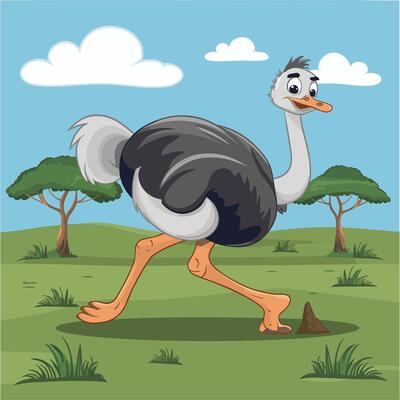 Cute Ostrich animal cartoon animals illustration isolated on white background.