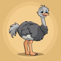 Cute Ostrich animal cartoon animals illustration isolated on white background. vector