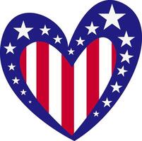 heart with american flag colors and symbol vector