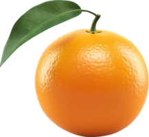 närbild orange frukt med löv isolerat på en transparent bakgrund png