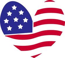 heart with american flag colors and symbol vector