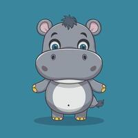hippo cartoon character isolated on white background vector