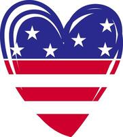 heart with american flag colors and symbol vector