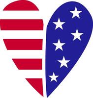 heart with american flag colors and symbol vector