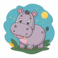 hippo cartoon character isolated on white background vector
