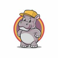 hippo cartoon character isolated on white background vector