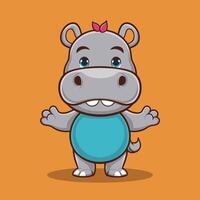 hippo cartoon character isolated on white background vector