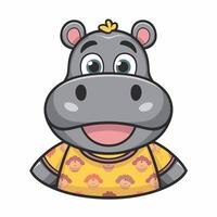 hippo cartoon character isolated on white background vector