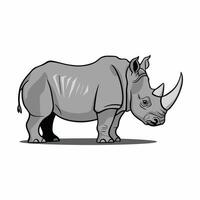 cute and beautiful rhinos different poses cartoon animal design flat illustration isolated on white background vector