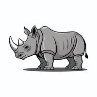 cute and beautiful rhinos different poses cartoon animal design flat illustration isolated on white background vector