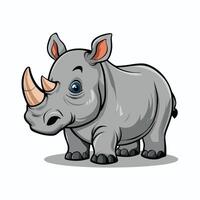 cute and beautiful rhinos different poses cartoon animal design flat illustration isolated on white background vector