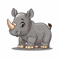 cute and beautiful rhinos different poses cartoon animal design flat illustration isolated on white background vector