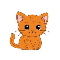 Cute orange kitten on a white background. Cute orange kitten in cartoon style vector