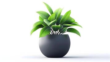 3d Flat cartoon style as Office plant isolated on white background concept as A stylish office plant isolated on a white background symbolizing a fresh workspace productivity and a photo