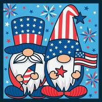 4th of July Gnome Patriotic Background vector