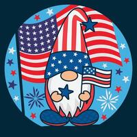 4th of July Gnome Patriotic Background vector