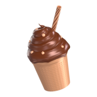 Chocolate Ice Cream 3D Icon Chocolate with Transparent Background png
