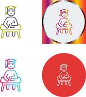 Unique Studying on Desk Icon Design vector