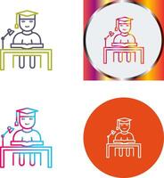 Unique Studying on Desk Icon Design vector