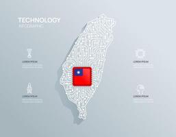 Circuit chip board semiconductor technology infographic. infograph circuit board Taiwan map shape concept background. illustration. vector