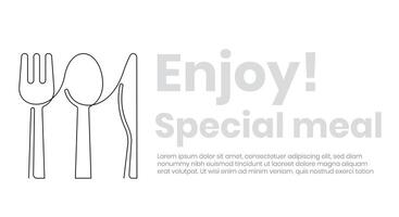 spoon fork and knife one line continuous ads artwork vector