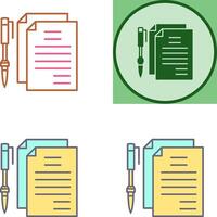 Unique Documents and Pen Icon Design vector