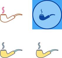 Unique Lit Smoking Pipe Icon Design vector