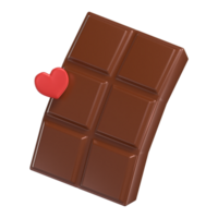 chocola en hart 3d icoon chocola met transparant achtergrond png