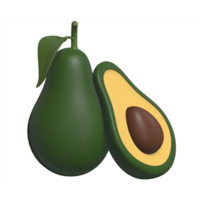 Avocado 3D icon render transparent background png