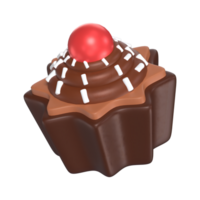 Chocolat petit gâteau avec garnitures 3d icône Chocolat avec transparent Contexte png