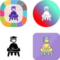 Unique Studying on Desk Icon Design vector
