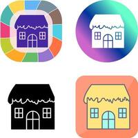 Unique House with Snow Icon Design vector