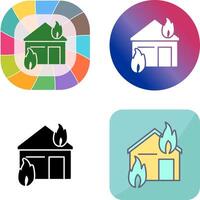 Unique Fire Consuming House Icon Design vector